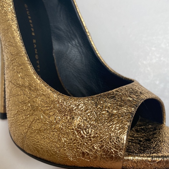 Giuseppe Zanotti Gold Alien/Warby Cristallo Heels Gold Glamour Metallic Pumps - Picture 13 of 16